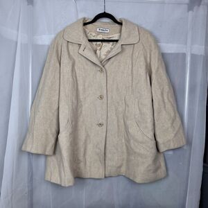 Vintage Herman Kay beige wool blend pea coat plus size 22w preppy quiet luxury
